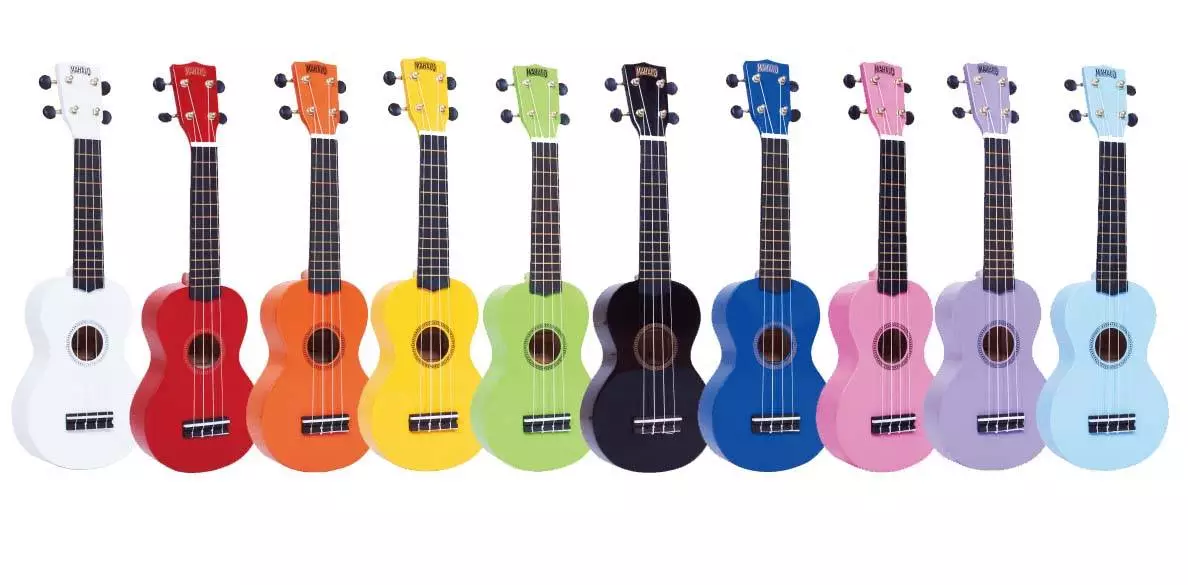 Colección de ukeleles de colores